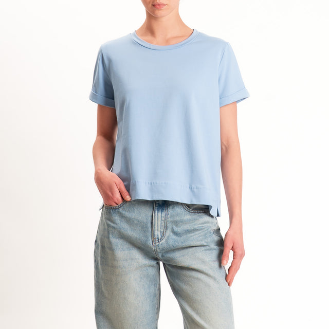 Zeroassoluto-T-shirt scatola jersey elasticizzato - sky