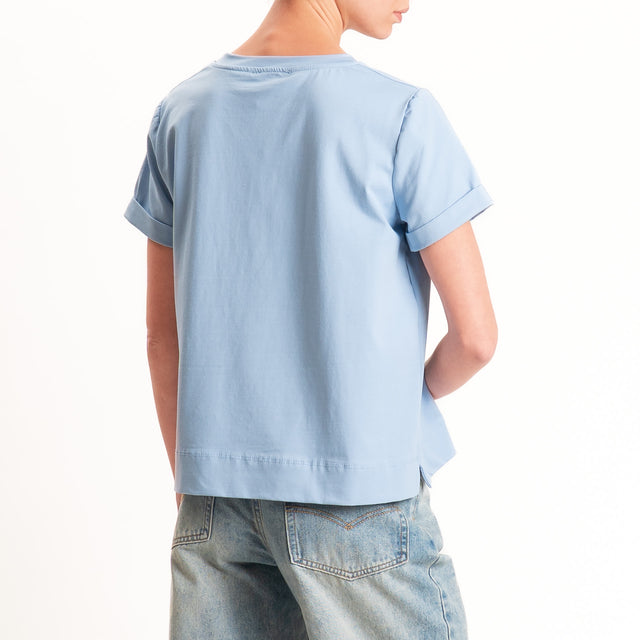 Zeroassoluto-T-shirt scatola jersey elasticizzato - sky