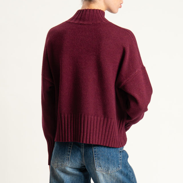 Zeroassoluto-Maglia collo montato bordi a coste - Bordeaux
