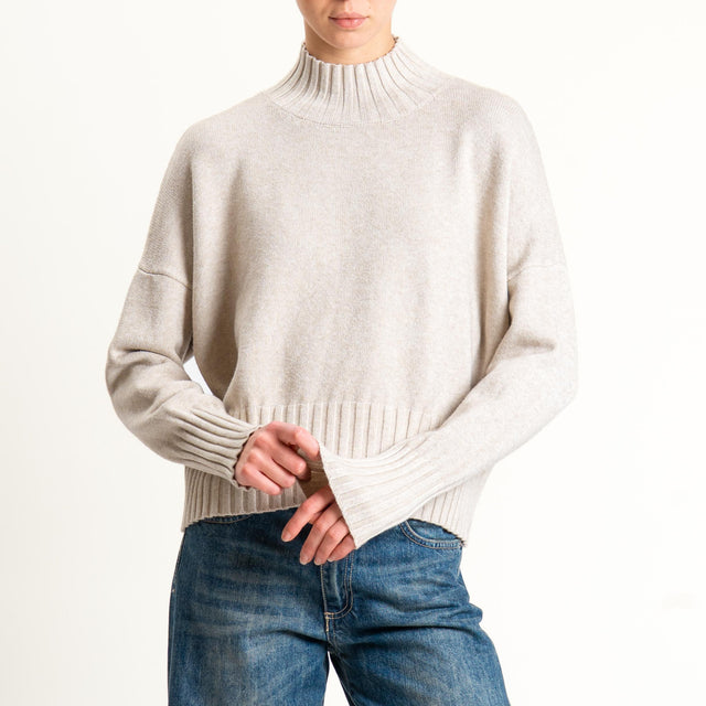 Zeroassoluto-Maglia collo montato bordi a coste - cacha