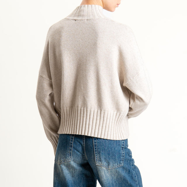 Zeroassoluto-Maglia collo montato bordi a coste - cacha