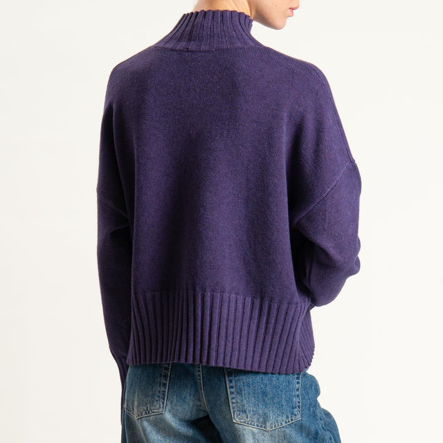 Zeroassoluto-Maglia collo montato bordi a coste - uva
