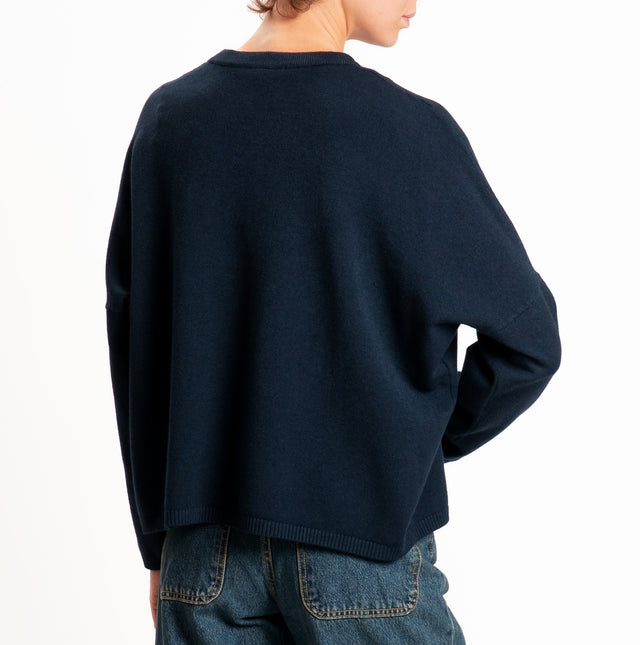 Zeroassoluto-Maglia scatola girocollo - blu