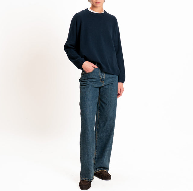 Zeroassoluto-Maglia scatola girocollo - blu