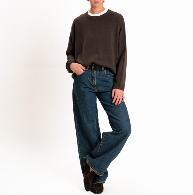 Zeroassoluto-Maglia scatola girocollo - choco