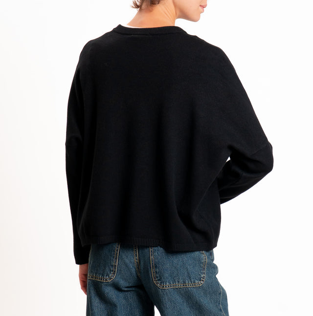 Zeroassoluto-Maglia scatola girocollo - nero