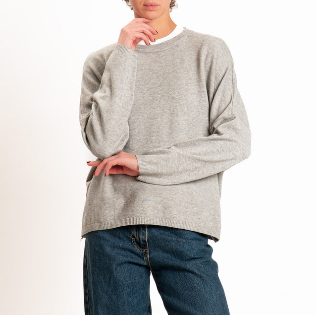 Zeroassoluto-Maglia scatola girocollo - stone