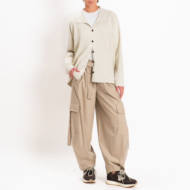 Zeroassoluto-Giacca camicia over in maglia - gesso
