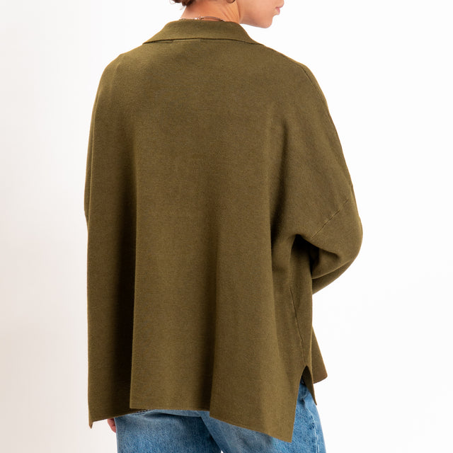 Zeroassoluto-Giacca camicia over in maglia - militare
