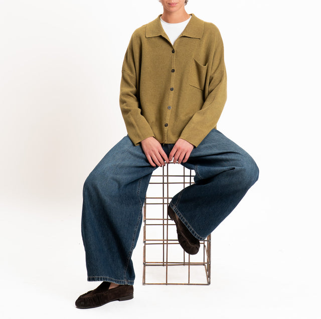 Zeroassoluto-Giacca camicia over in maglia - olio