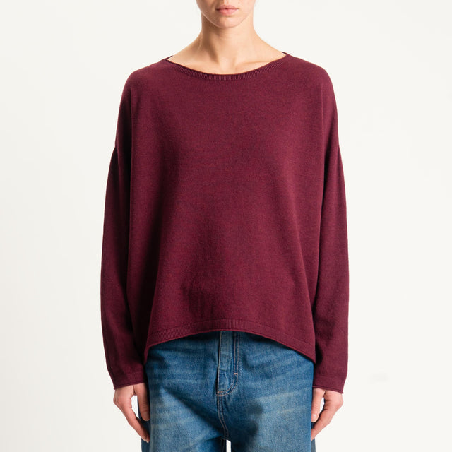 Zeroassoluto-Maglia girocollo a scatola - Bordeaux