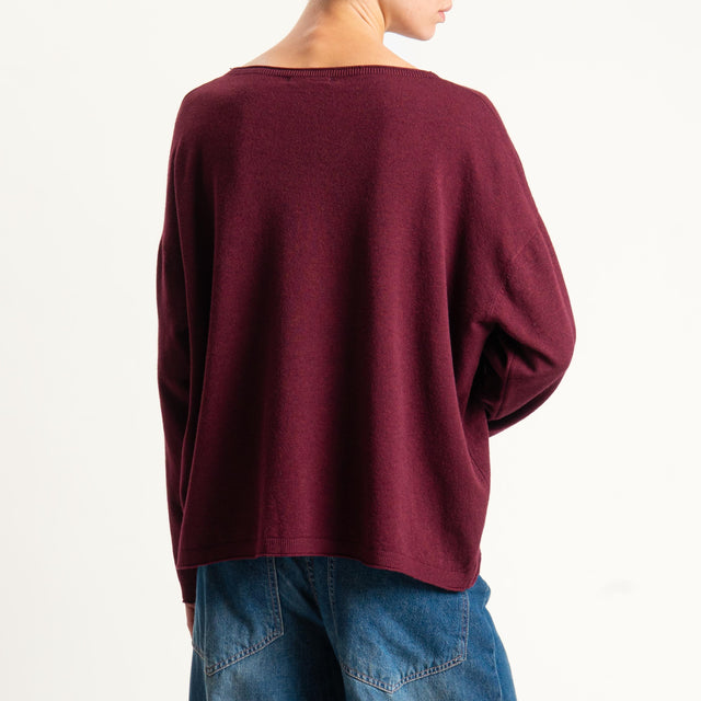 Zeroassoluto-Maglia girocollo a scatola - Bordeaux