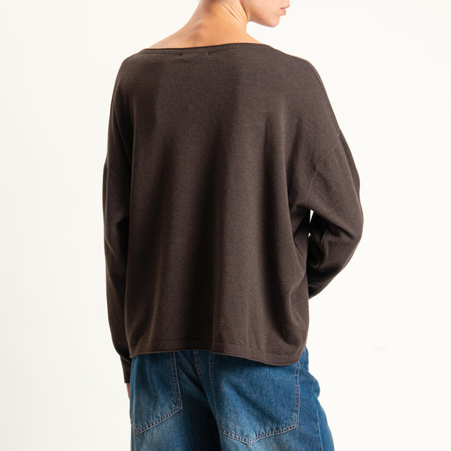Zeroassoluto-Maglia girocollo a scatola - cioccolato