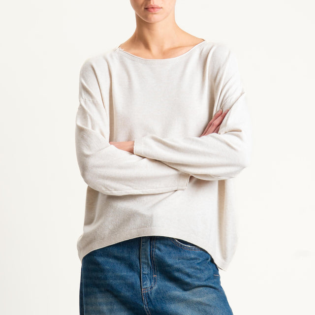 Zeroassoluto-Maglia girocollo a scatola - gesso
