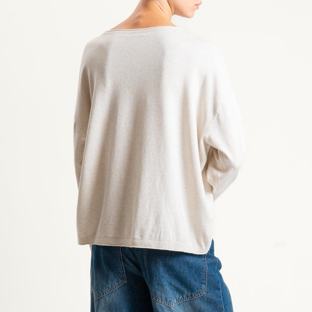 Zeroassoluto-Maglia girocollo a scatola - gesso