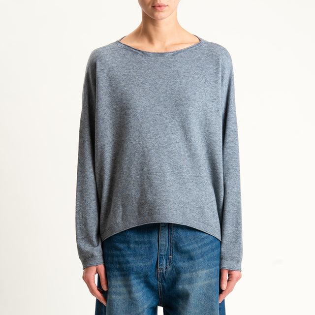 Zeroassoluto-Maglia girocollo a scatola - grigio melange