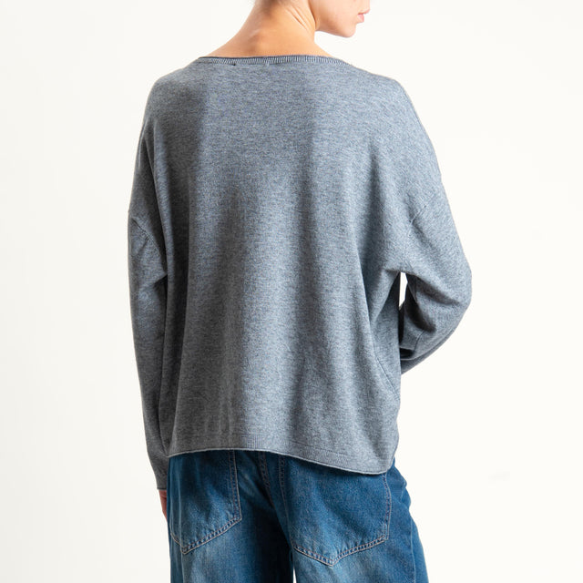Zeroassoluto-Maglia girocollo a scatola - grigio melange