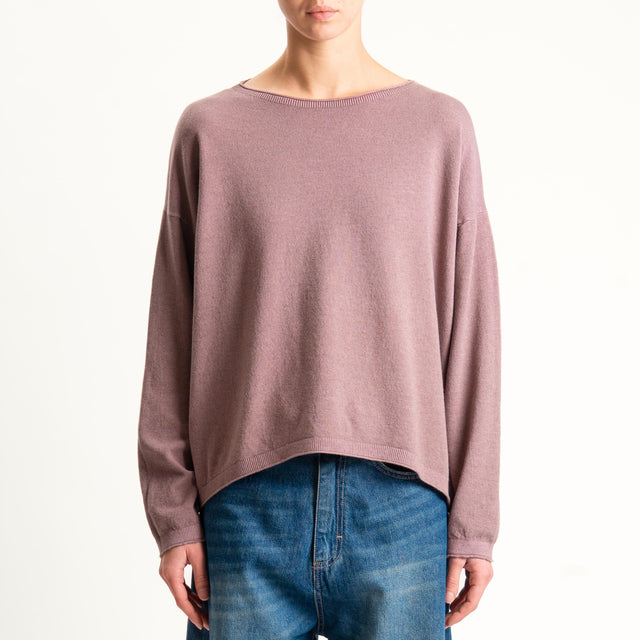 Zeroassoluto-Maglia girocollo a scatola - mauve