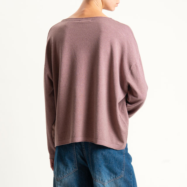 Zeroassoluto-Maglia girocollo a scatola - mauve
