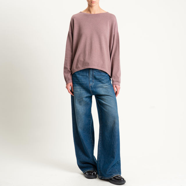 Zeroassoluto-Maglia girocollo a scatola - mauve