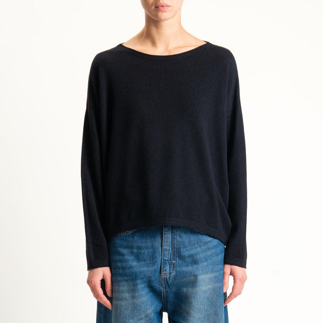 Zeroassoluto-Maglia girocollo a scatola - nero