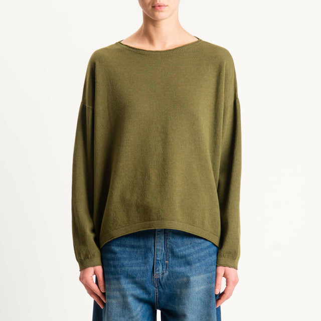 Zeroassoluto-Maglia girocollo a scatola - olio