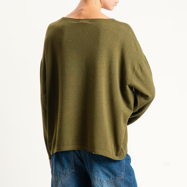 Zeroassoluto-Maglia girocollo a scatola - olio