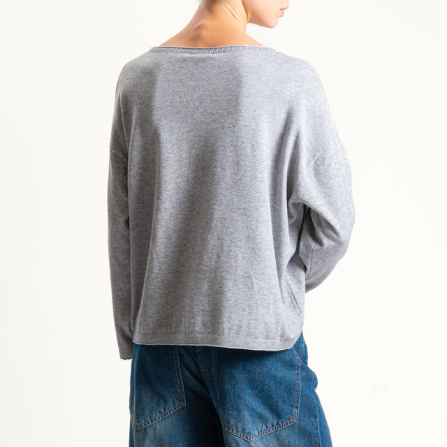 Zeroassoluto-Maglia girocollo a scatola - perla