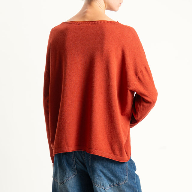 Zeroassoluto-Maglia girocollo a scatola - ruggine