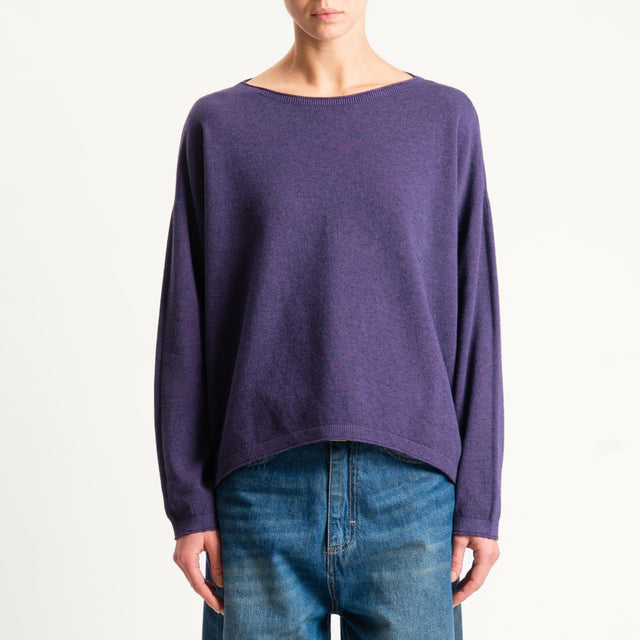 Zeroassoluto-Maglia girocollo a scatola - uva