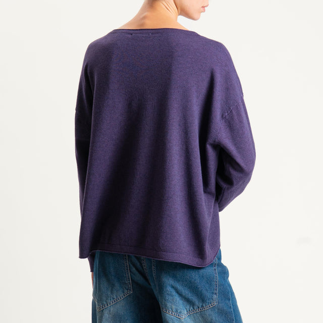 Zeroassoluto-Maglia girocollo a scatola - uva