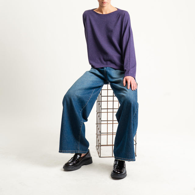 Zeroassoluto-Maglia girocollo a scatola - uva