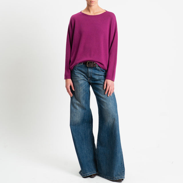 Zeroassoluto-Maglia girocollo a scatola - ciclamino