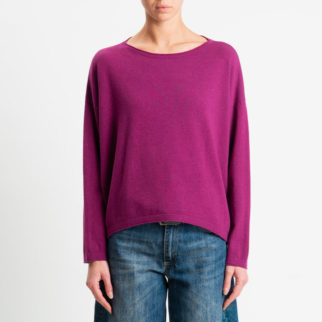 Zeroassoluto-Maglia girocollo a scatola - ciclamino