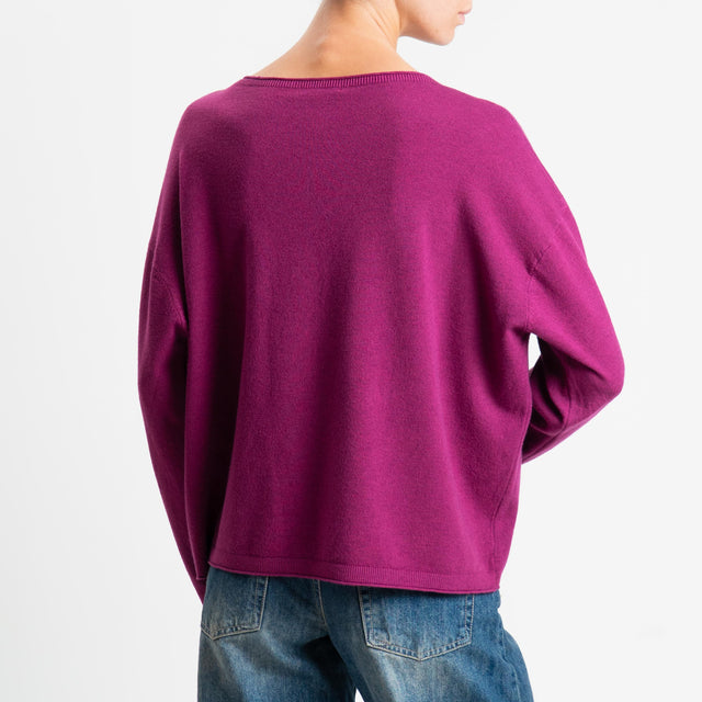 Zeroassoluto-Maglia girocollo a scatola - ciclamino
