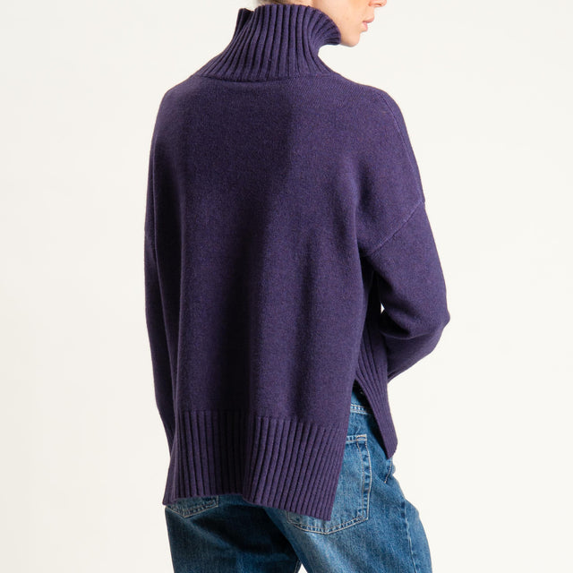 Zeroassoluto-Maglia collo montato bordi a coste - uva