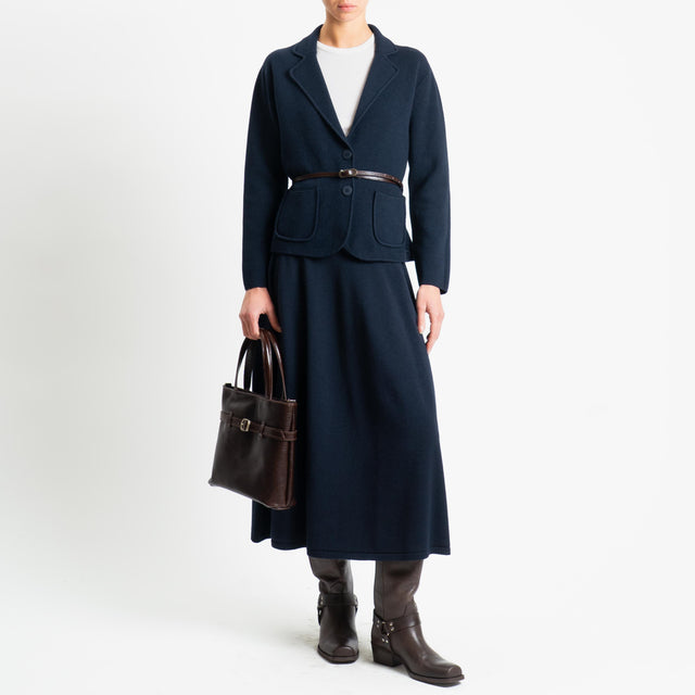 Zeroassoluto-Gonna in maglia elastico in vita - blu