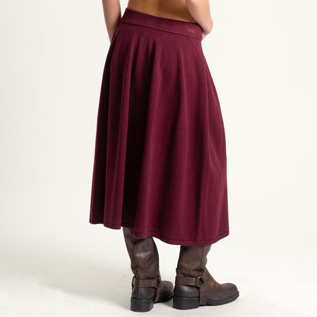 Zeroassoluto-Gonna in maglia elastico in vita - Bordeaux