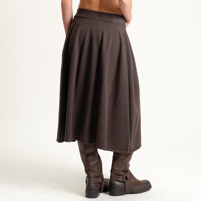 Zeroassoluto-Gonna in maglia elastico in vita - cioccolato