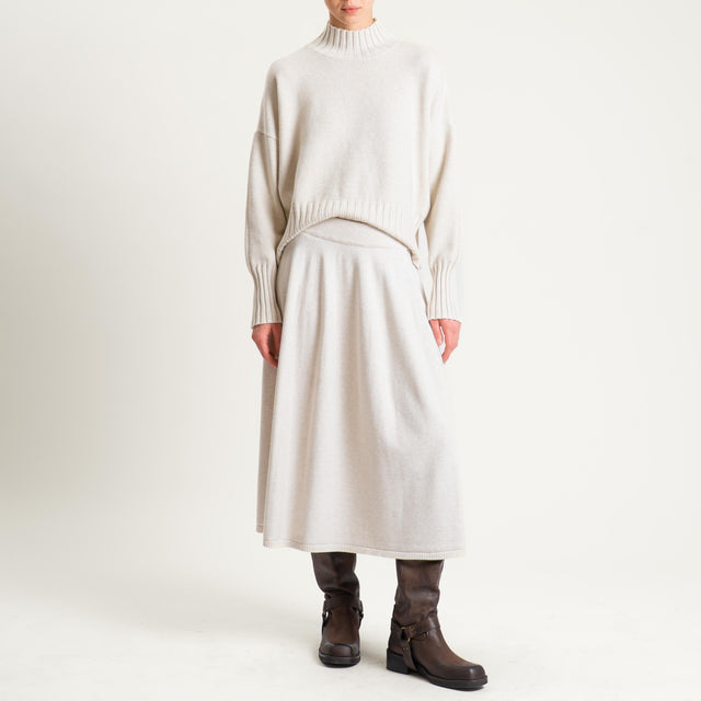 Zeroassoluto-Gonna in maglia elastico in vita - gesso