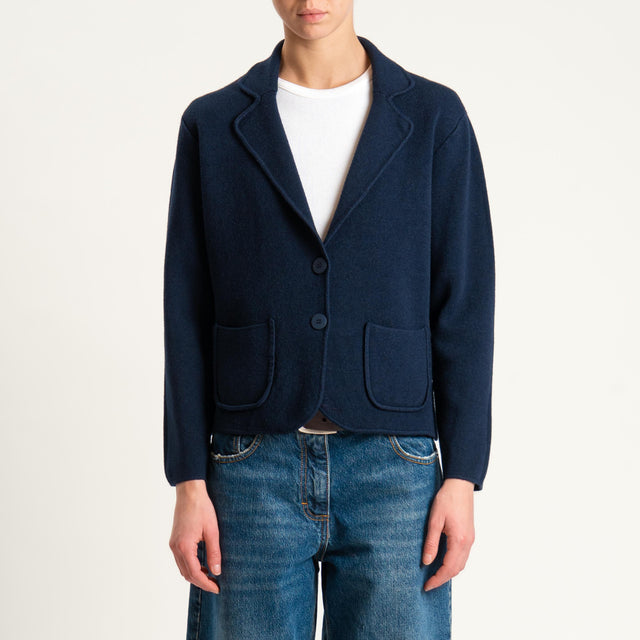 Zeroassoluto-Giacca in maglia con tasche - blu