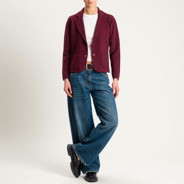 Zeroassoluto-Giacca in maglia con tasche - Bordeaux