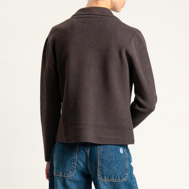 Zeroassoluto-Giacca in maglia con tasche - cioccolato