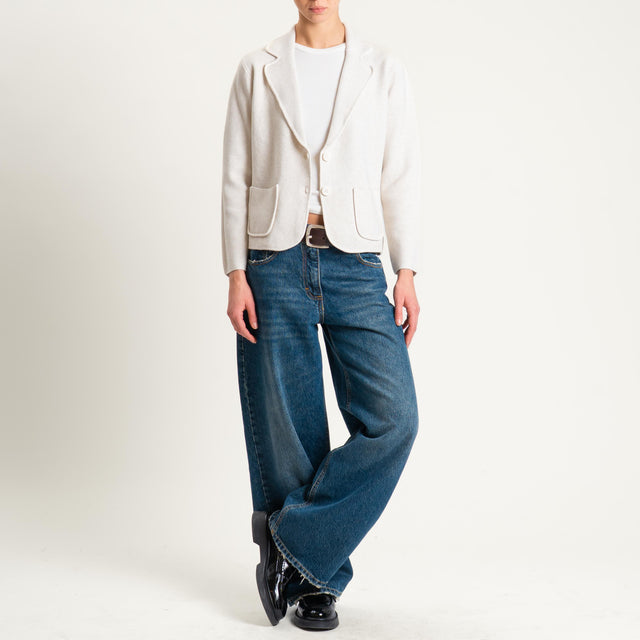 Zeroassoluto-Giacca in maglia con tasche - gesso