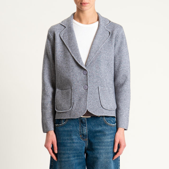 Zeroassoluto-Giacca in maglia con tasche - grigio melange