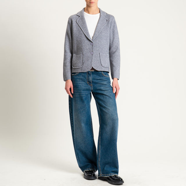 Zeroassoluto-Giacca in maglia con tasche - grigio melange