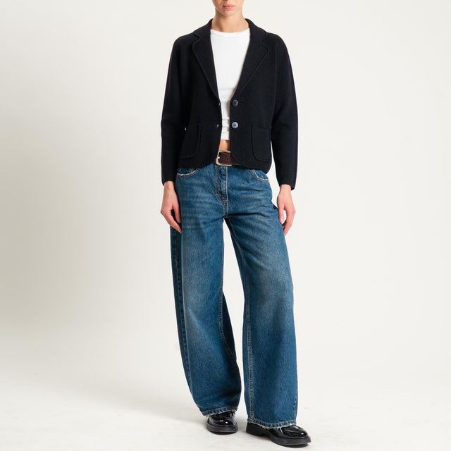 Zeroassoluto-Giacca in maglia con tasche - nero