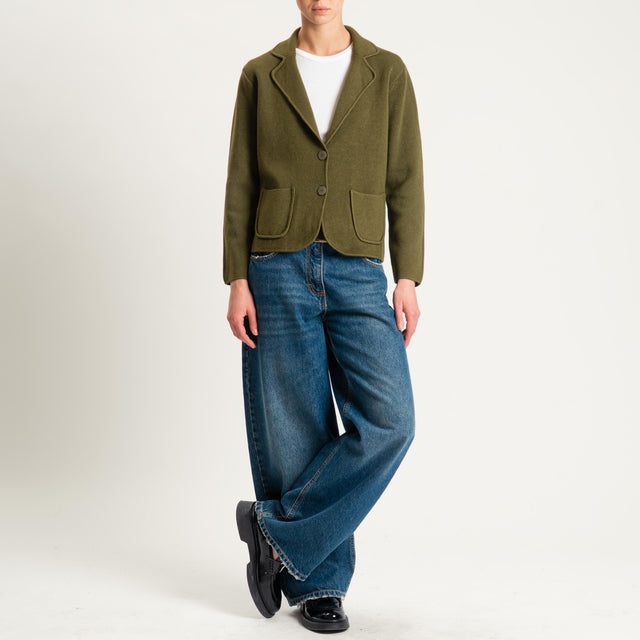 Zeroassoluto-Giacca in maglia con tasche - olio