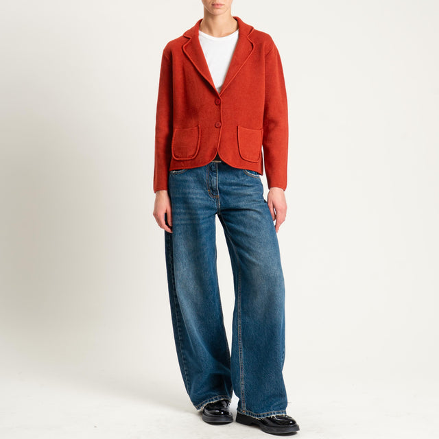Zeroassoluto-Giacca in maglia con tasche - ruggine