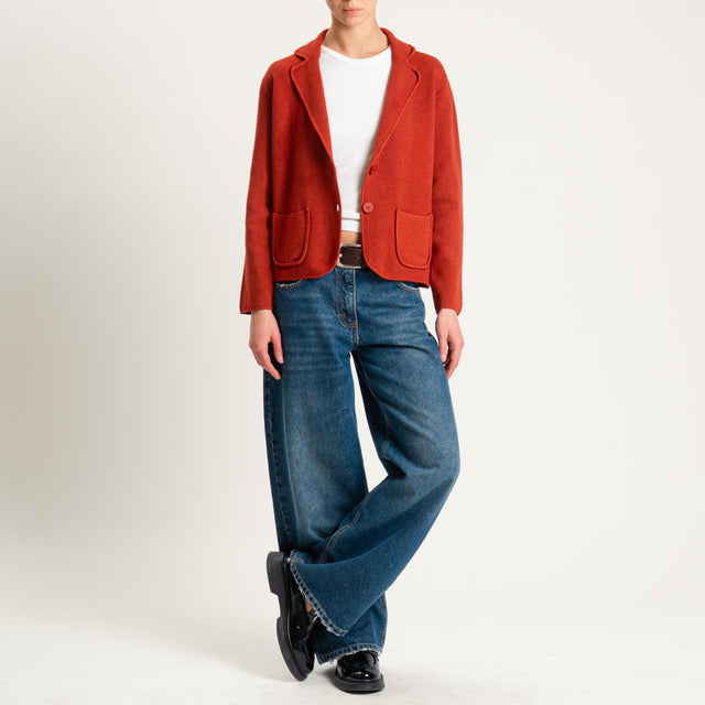 Zeroassoluto-Giacca in maglia con tasche - ruggine